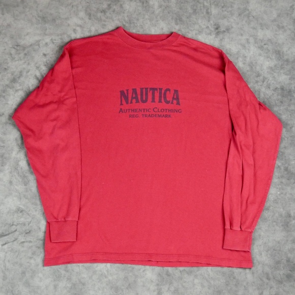 Vintage Nautica Shirt Size Large Red 90's USA Made - Picture 1 of 2